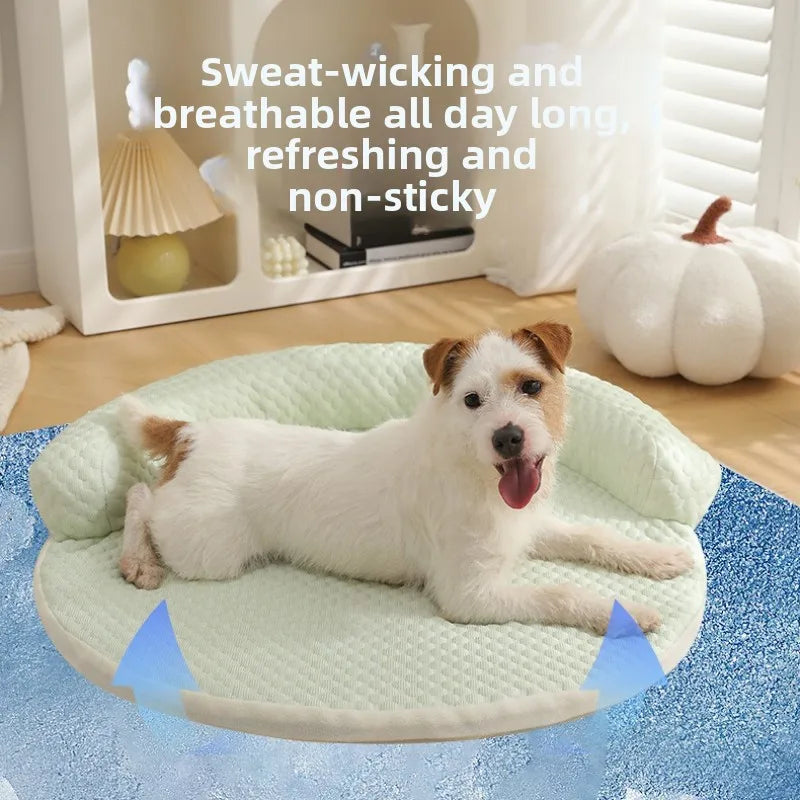 New Product Summer Pet Cool Pad Dog Kennel Summer Iced Bean Breathable Cool Pet Mat Round Cat Cushion Dog Bed