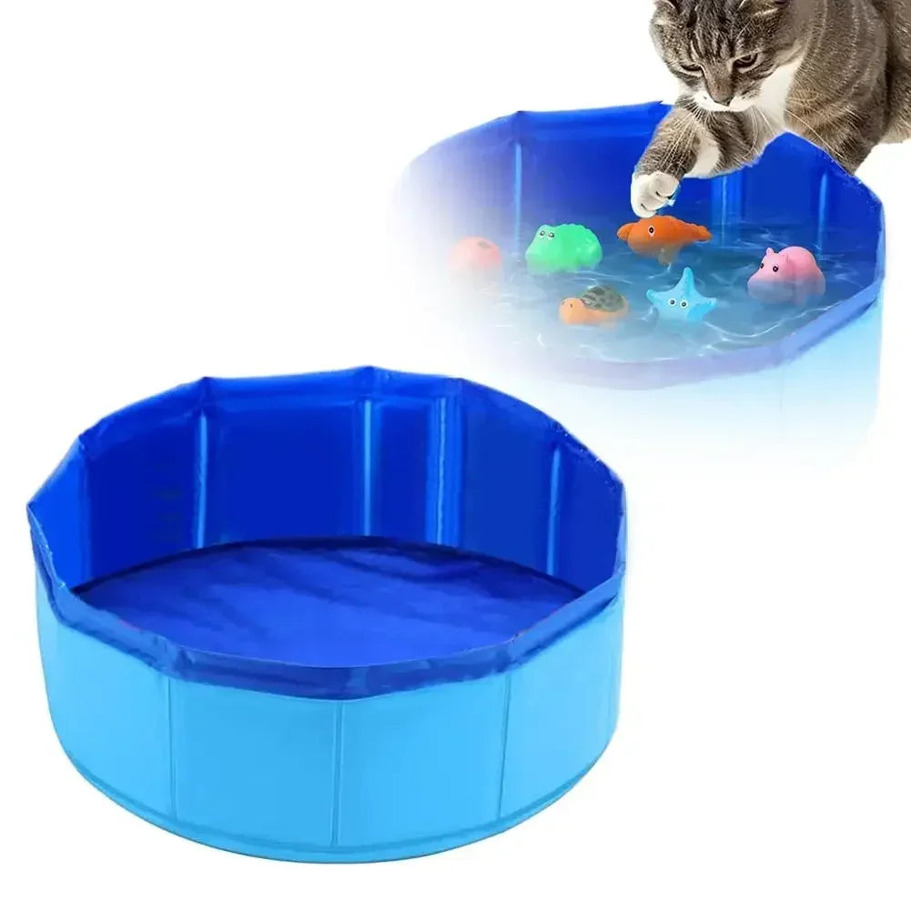 Foldable Cat Pool Toy Play Water Bath Tub for Dogs and Cats Summer Cool Pet Cleaning Basin with Turtle Starfish Octopus Design