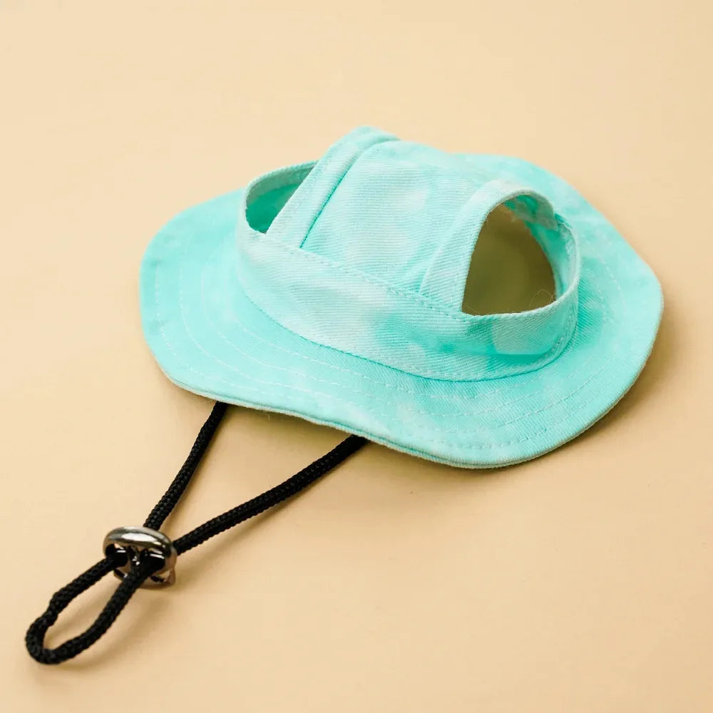 Pet Sunhat Adjustable Rope Buckle Breathable Cat Bucket Hat with Open Ears Summer Pet Outdoor Supplies