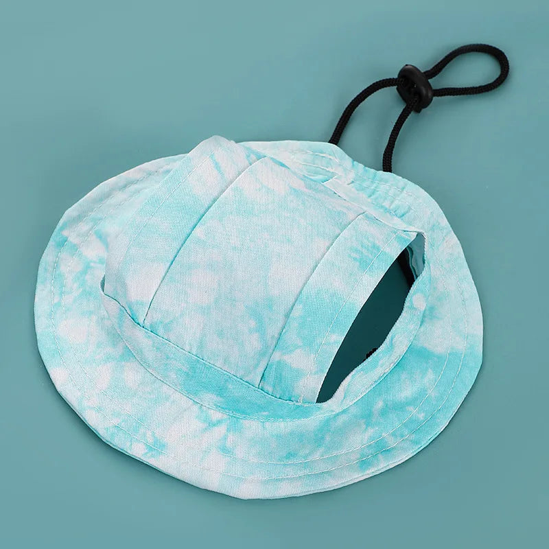 Cotton Cat Sun Hat With Ear Holes Round Brim Dog Puppy Cat Bucket Hat Outdoor Sun Protection Pet Caps for Small Medium Cat Dogs