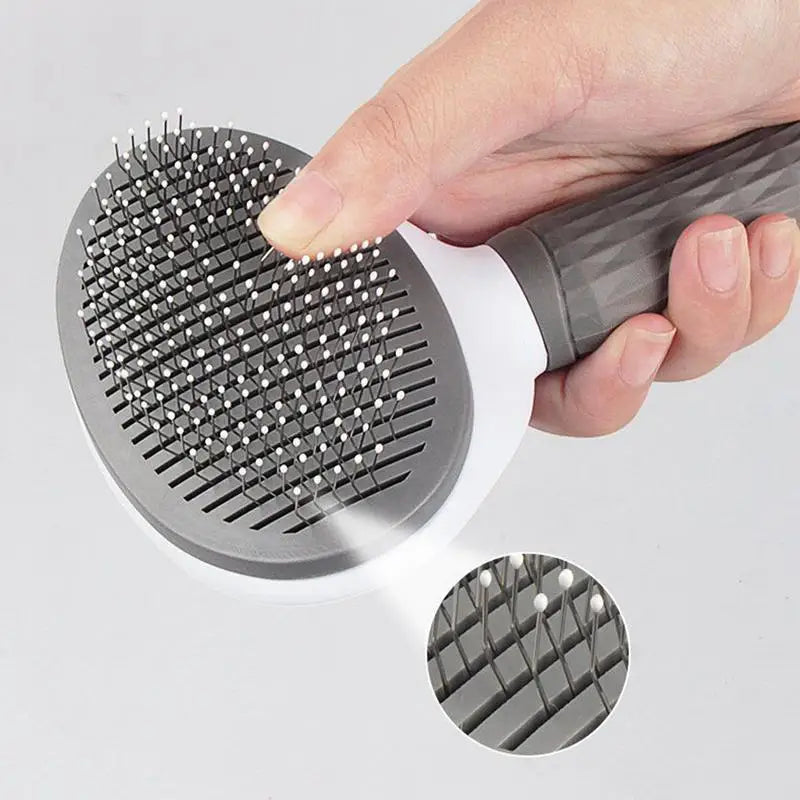 Cat Hair Cleaning Dematting Brush Comb Dog Hair Removal Brush Cat Slicker Brush Cat Grooming Brush Dog Comb with Release Button