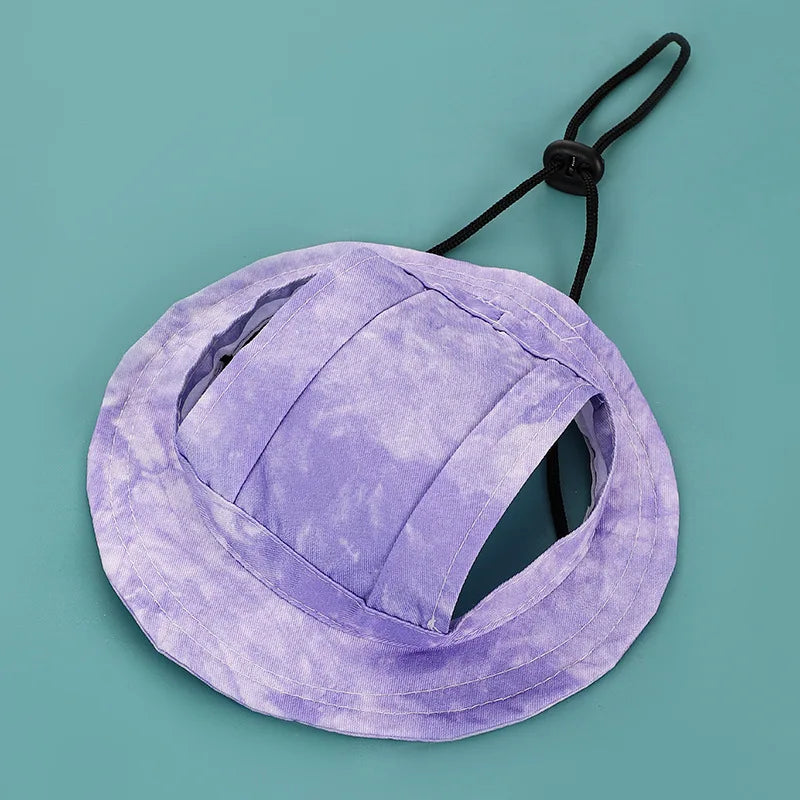 Cotton Cat Sun Hat With Ear Holes Round Brim Dog Puppy Cat Bucket Hat Outdoor Sun Protection Pet Caps for Small Medium Cat Dogs