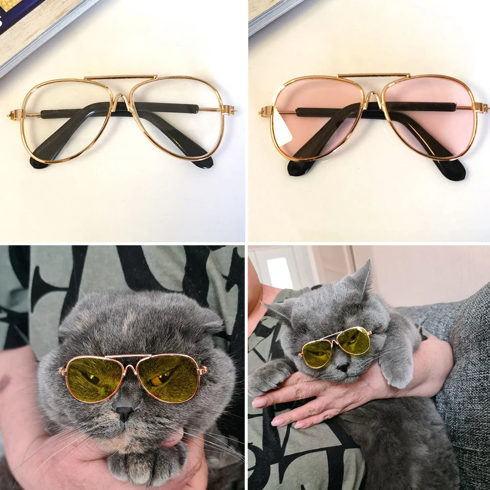 Dog Sunglasses Cat Pet Products Lovely Vintage Round Reflection Eye Wear Glasses For Small Dog Cat Pet Photos Props Accessories