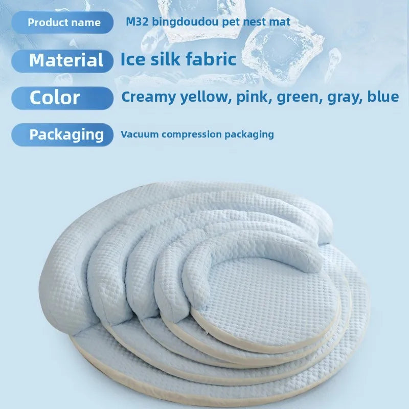New Product Summer Pet Cool Pad Dog Kennel Summer Iced Bean Breathable Cool Pet Mat Round Cat Cushion Dog Bed