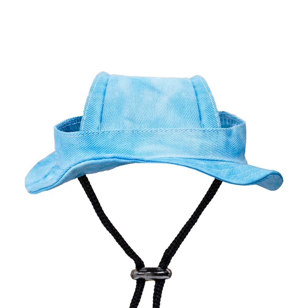Pet Sunhat Adjustable Rope Buckle Breathable Cat Bucket Hat with Open Ears Summer Pet Outdoor Supplies
