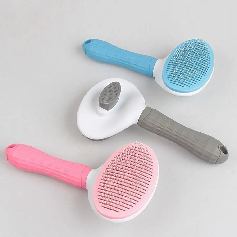 Cat Hair Cleaning Dematting Brush Comb Dog Hair Removal Brush Cat Slicker Brush Cat Grooming Brush Dog Comb with Release Button
