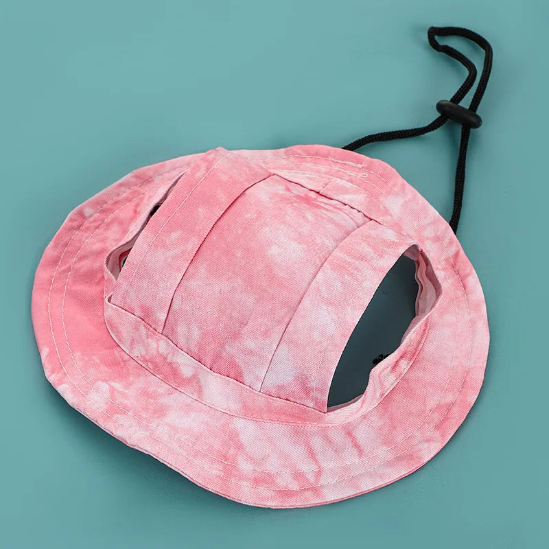 Cotton Cat Sun Hat With Ear Holes Round Brim Dog Puppy Cat Bucket Hat Outdoor Sun Protection Pet Caps for Small Medium Cat Dogs