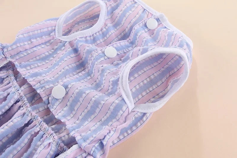 Summer Pet Cat Puppy Princess Dress Pet Clothes Striped Plaid Dresses with Bow Cats Kitten Rabbit Sphynx Clothing Pet Supplies
