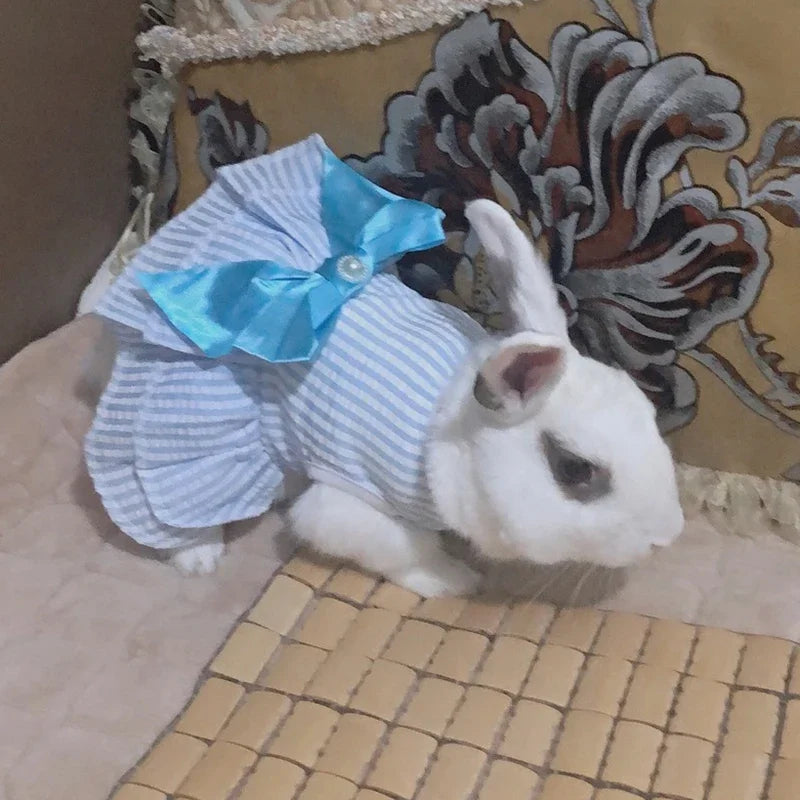 Summer Pet Cat Puppy Princess Dress Pet Clothes Striped Plaid Dresses with Bow Cats Kitten Rabbit Sphynx Clothing Pet Supplies