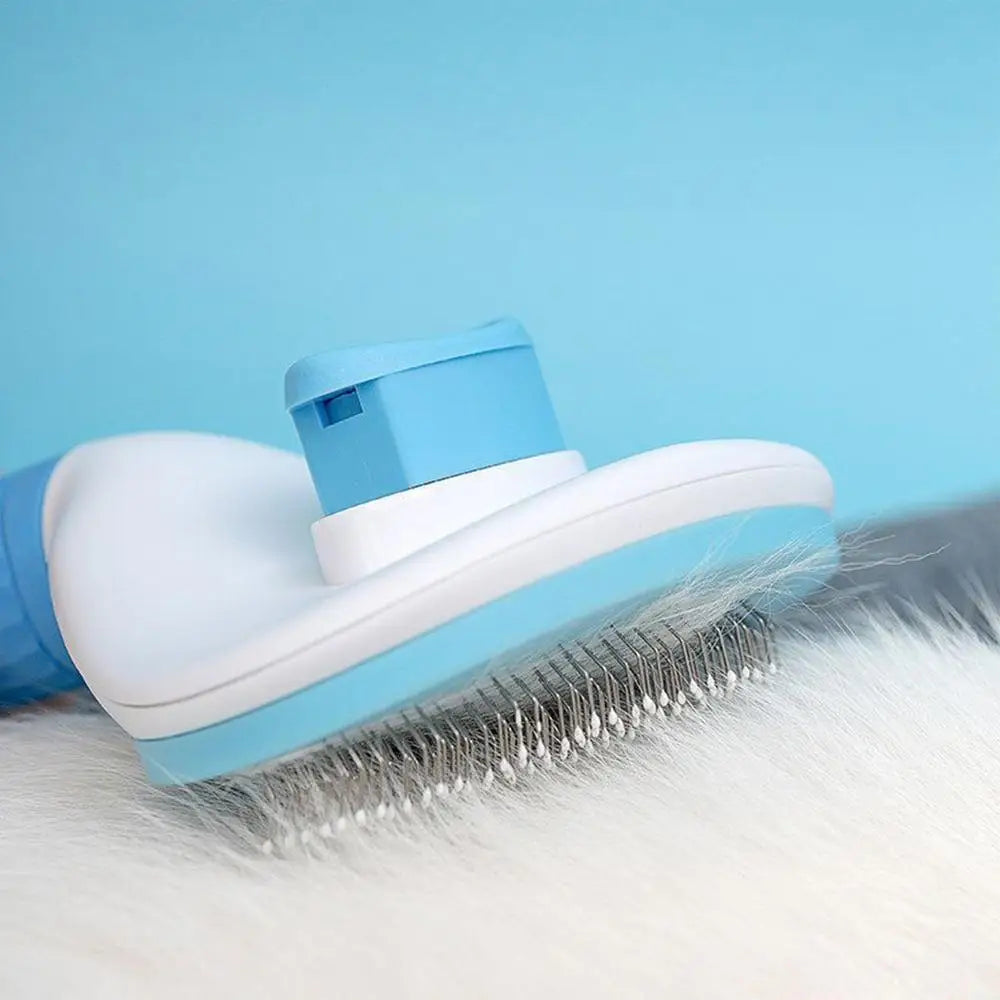 Cat Hair Cleaning Dematting Brush Comb Dog Hair Removal Brush Cat Slicker Brush Cat Grooming Brush Dog Comb with Release Button