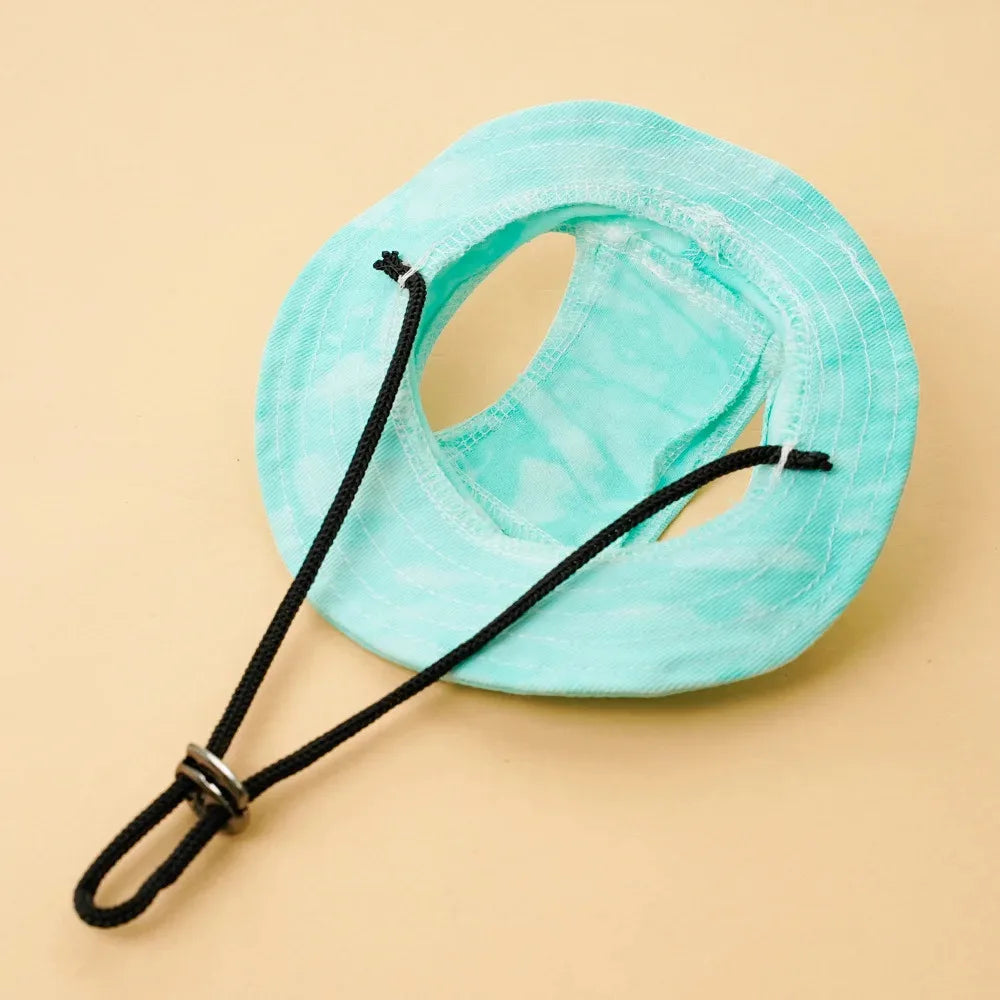 Pet Sunhat Adjustable Rope Buckle Breathable Cat Bucket Hat with Open Ears Summer Pet Outdoor Supplies
