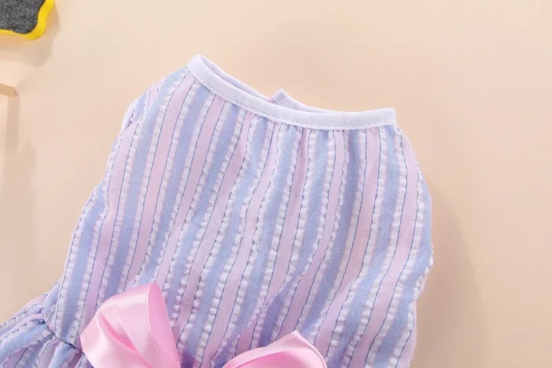 Summer Pet Cat Puppy Princess Dress Pet Clothes Striped Plaid Dresses with Bow Cats Kitten Rabbit Sphynx Clothing Pet Supplies