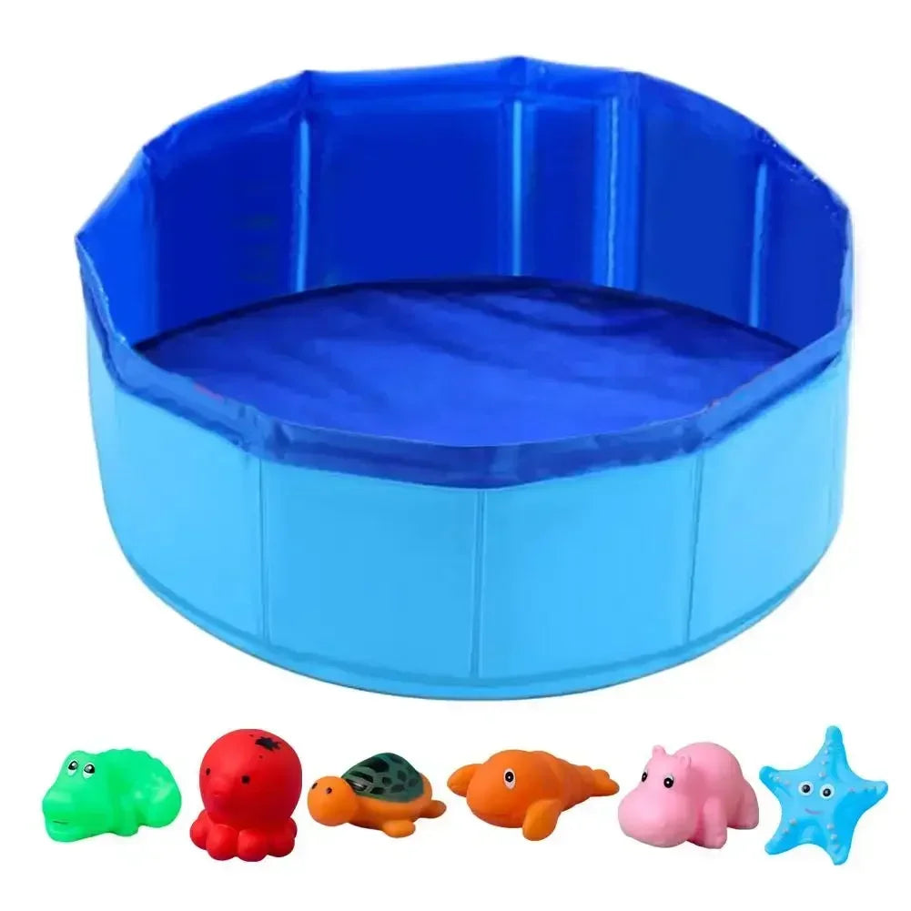 Foldable Cat Pool Toy Play Water Bath Tub for Dogs and Cats Summer Cool Pet Cleaning Basin with Turtle Starfish Octopus Design
