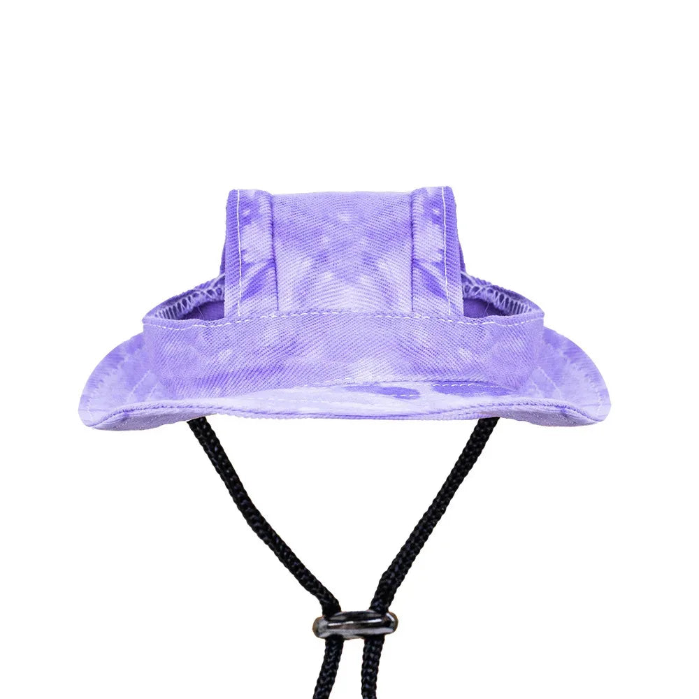 Pet Sunhat Adjustable Rope Buckle Breathable Cat Bucket Hat with Open Ears Summer Pet Outdoor Supplies