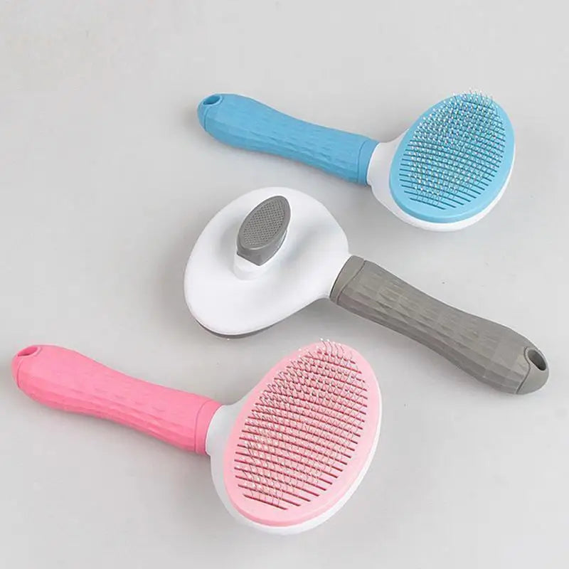 Cat Hair Cleaning Dematting Brush Comb Dog Hair Removal Brush Cat Slicker Brush Cat Grooming Brush Dog Comb with Release Button