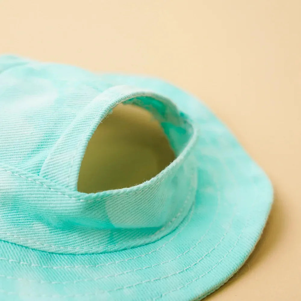 Pet Sunhat Adjustable Rope Buckle Breathable Cat Bucket Hat with Open Ears Summer Pet Outdoor Supplies